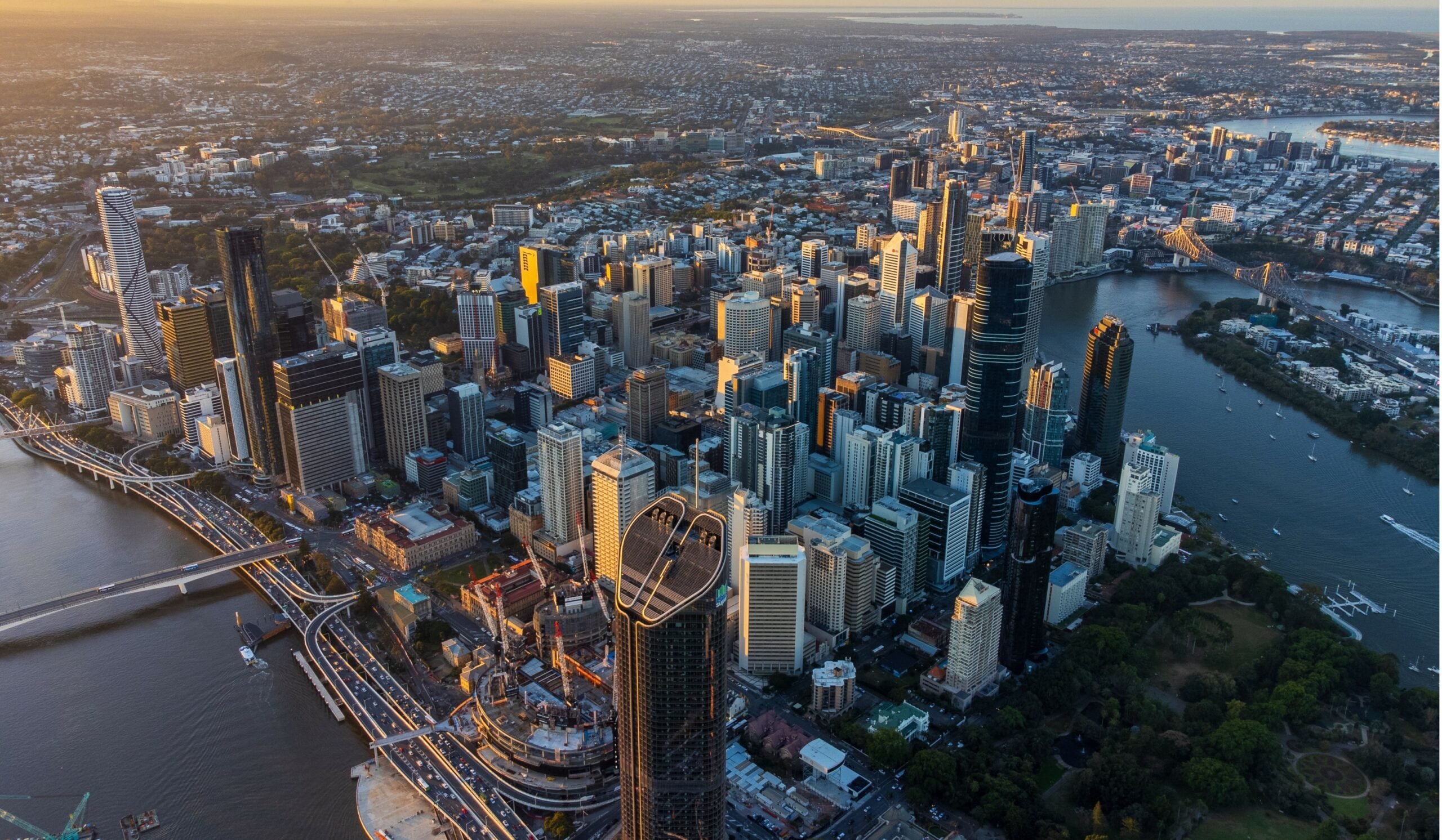 Aerial view of Brisbane CBD and South East Queensland